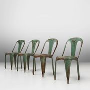 Set of 4 Vintage green Model A Chairs from Tolix, France, 1950s