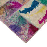 Handwoven turkish contemporary 203 cm x 302 cm multicolor patchwork carpet