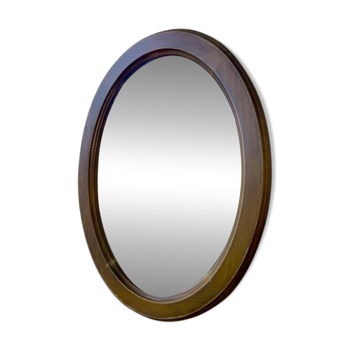 Oval wooden mirror