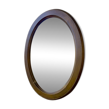 Oval wooden mirror