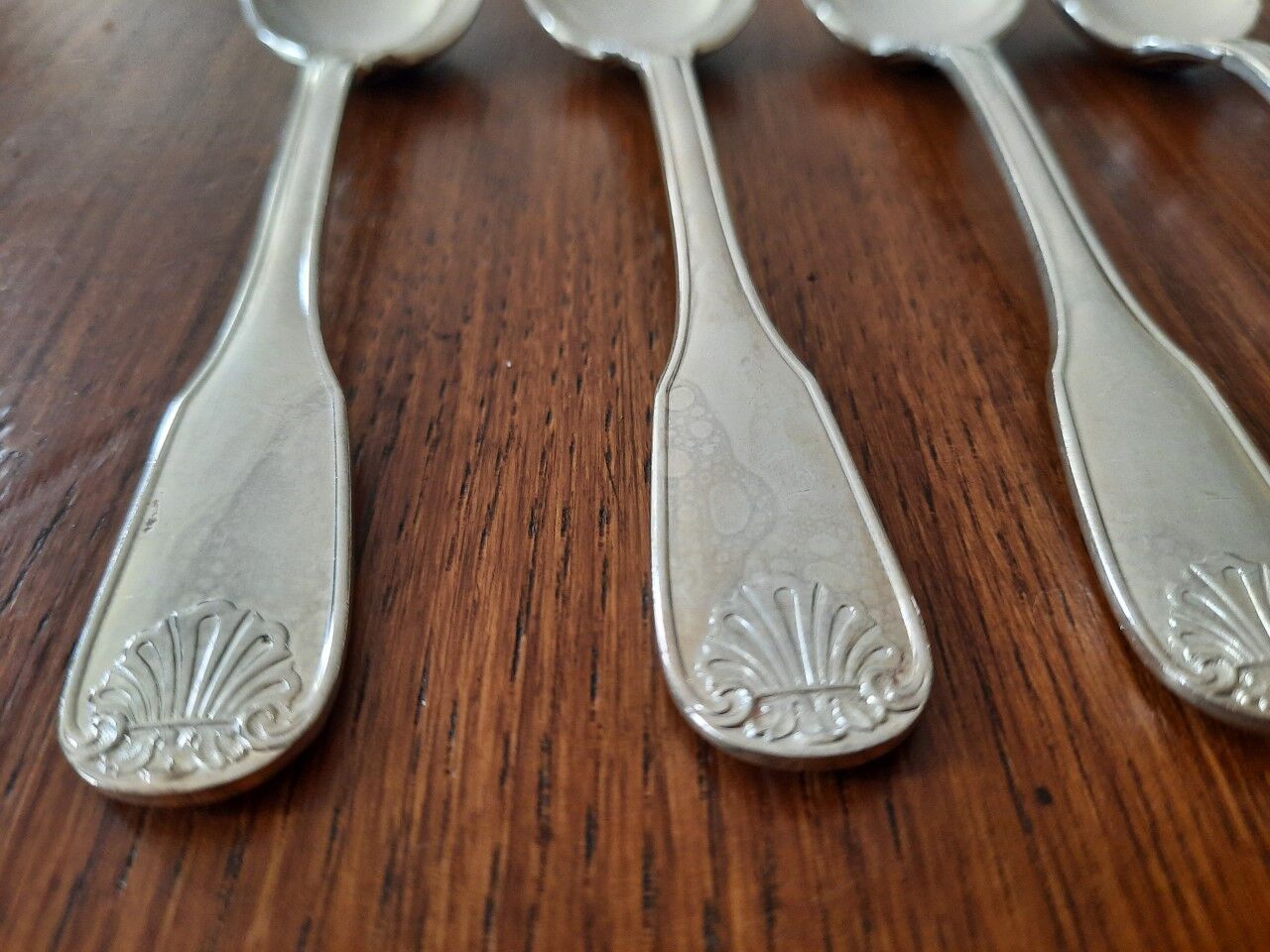 Set of 6 small silver metal spoons