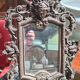 Richly chiselled bronze table mirror – neo-Renaissance style, 19th century