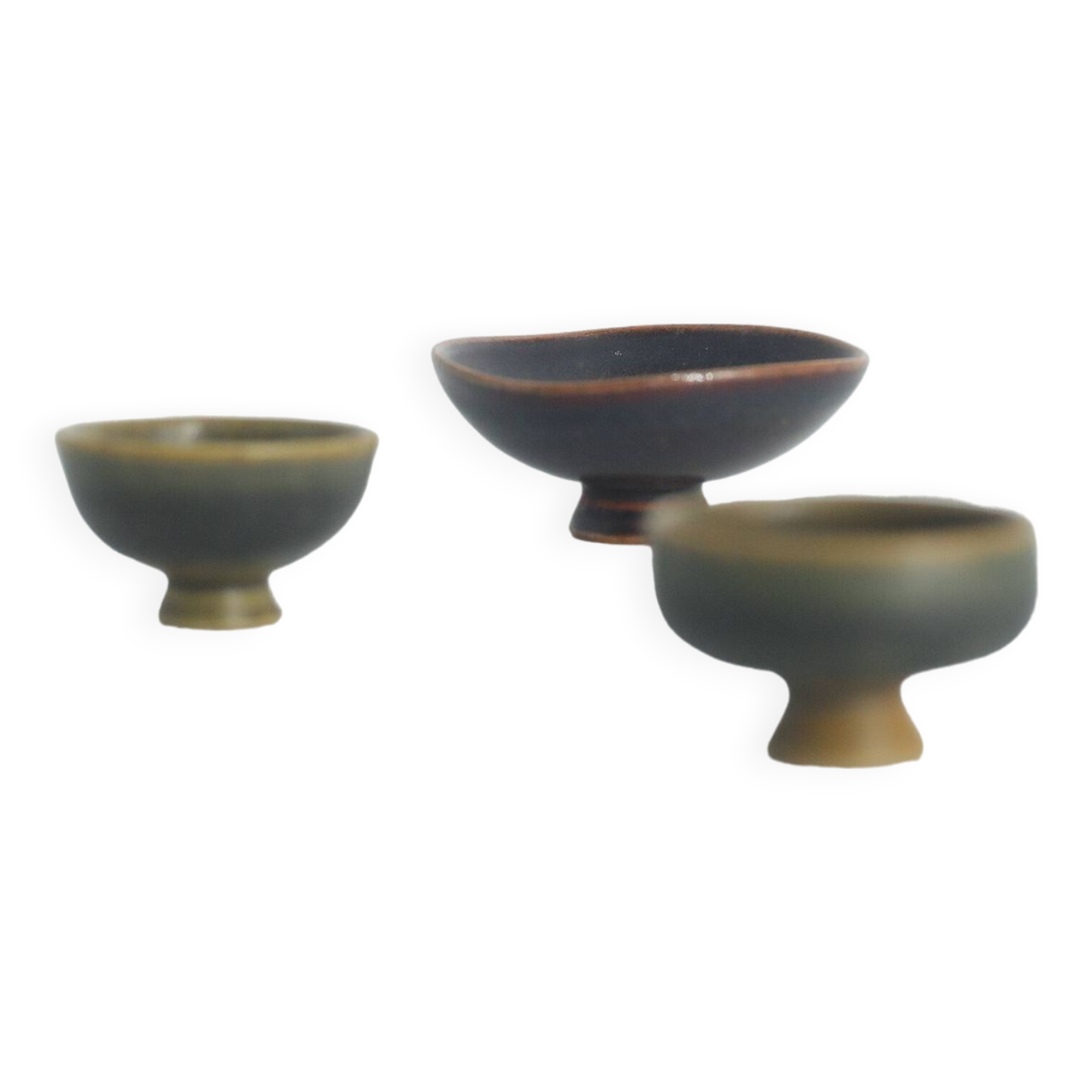 Small collection bowls in brown stoneware by John Andersson, Mid-Century modern Scandinavian, Set of 3.
