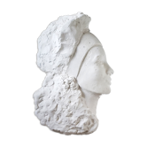 Young woman's head in plaster