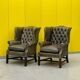Vintage leather chesterfield wingback armchair-(price is for one Chair)