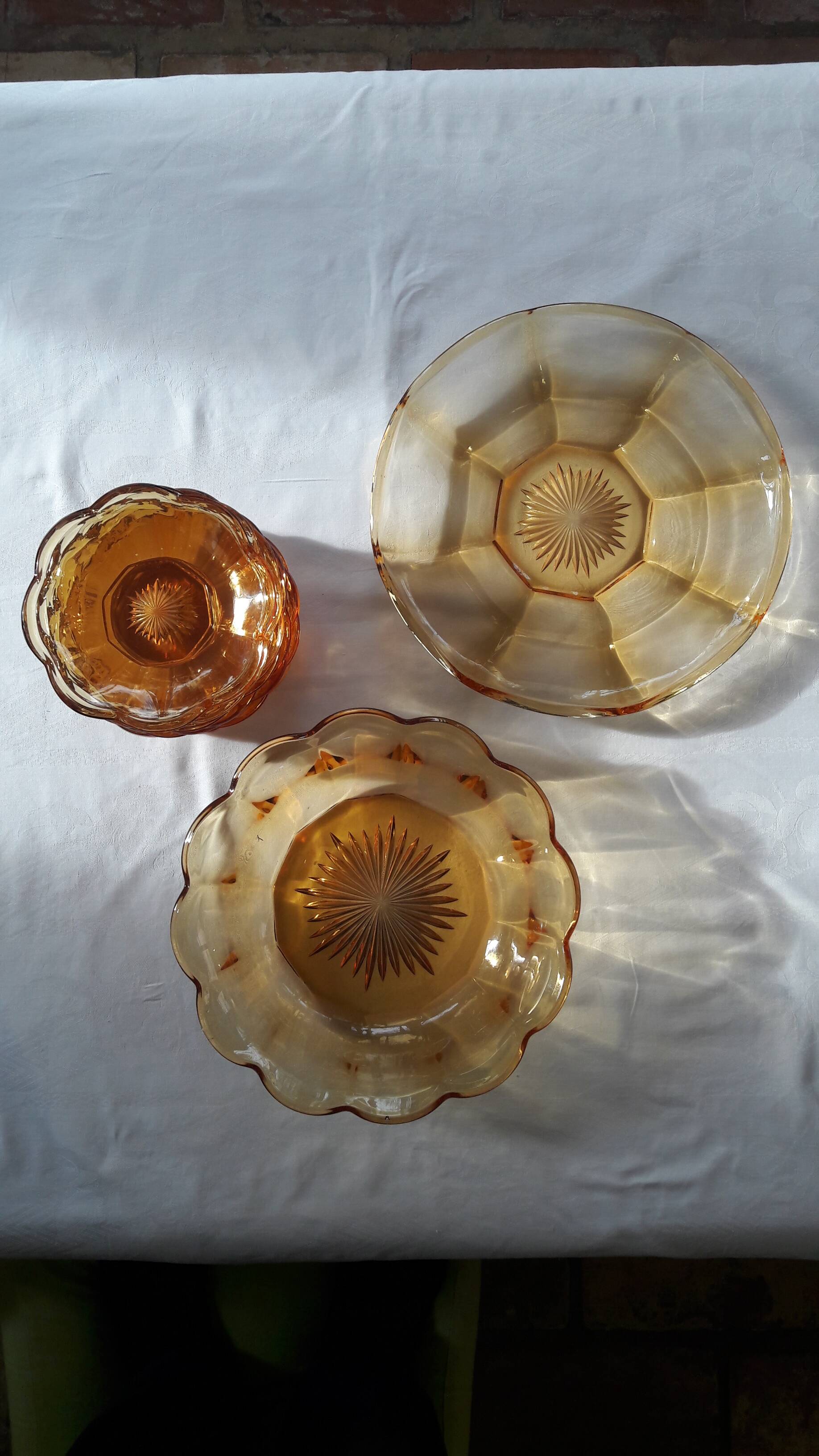 Vintage 50s yellow glass dinnerware set