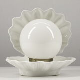 Ceramic lamp shell vintage white manises Spain 70s