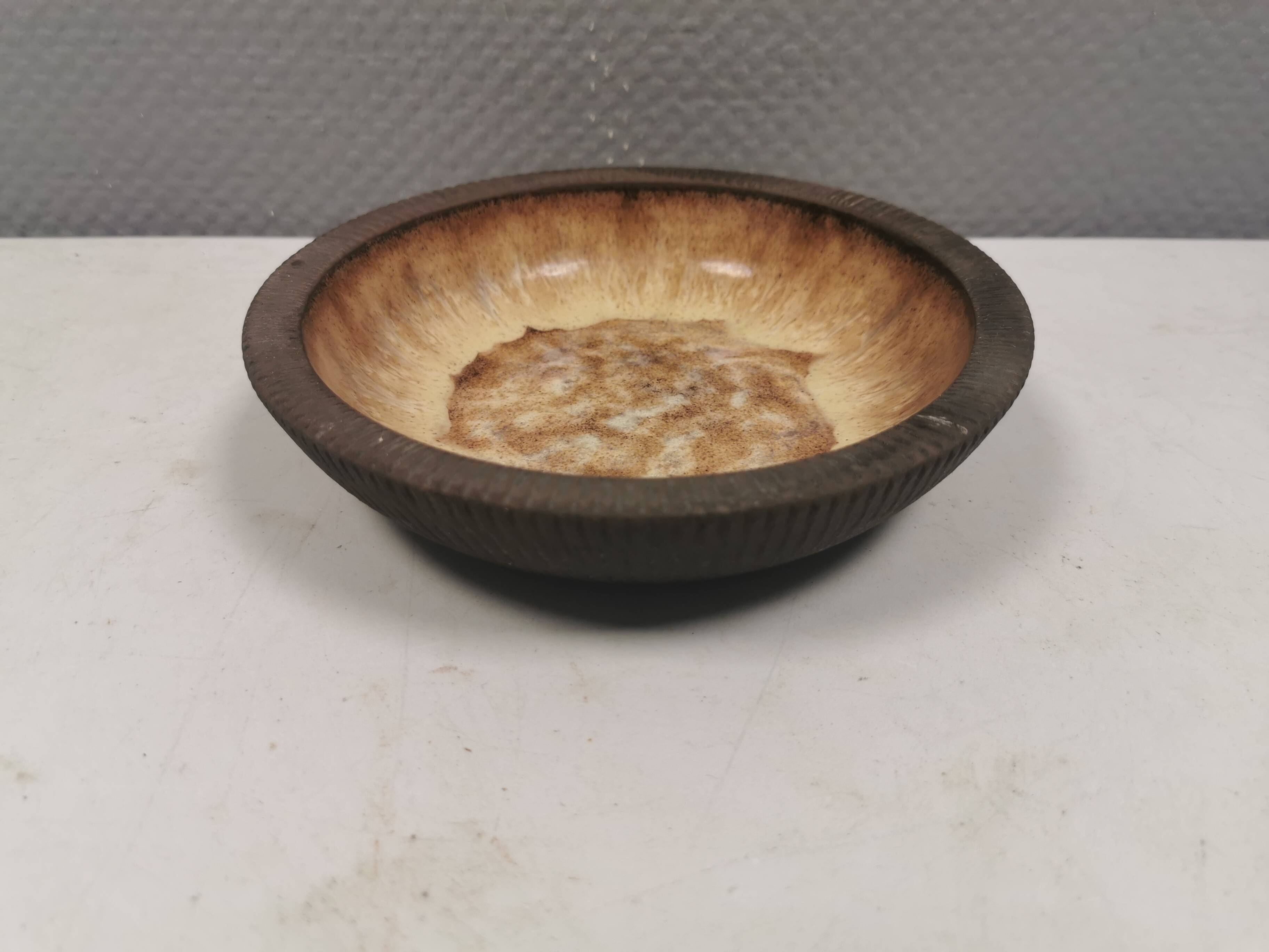 Delicious partially glazed ceramic dish 1970-80s