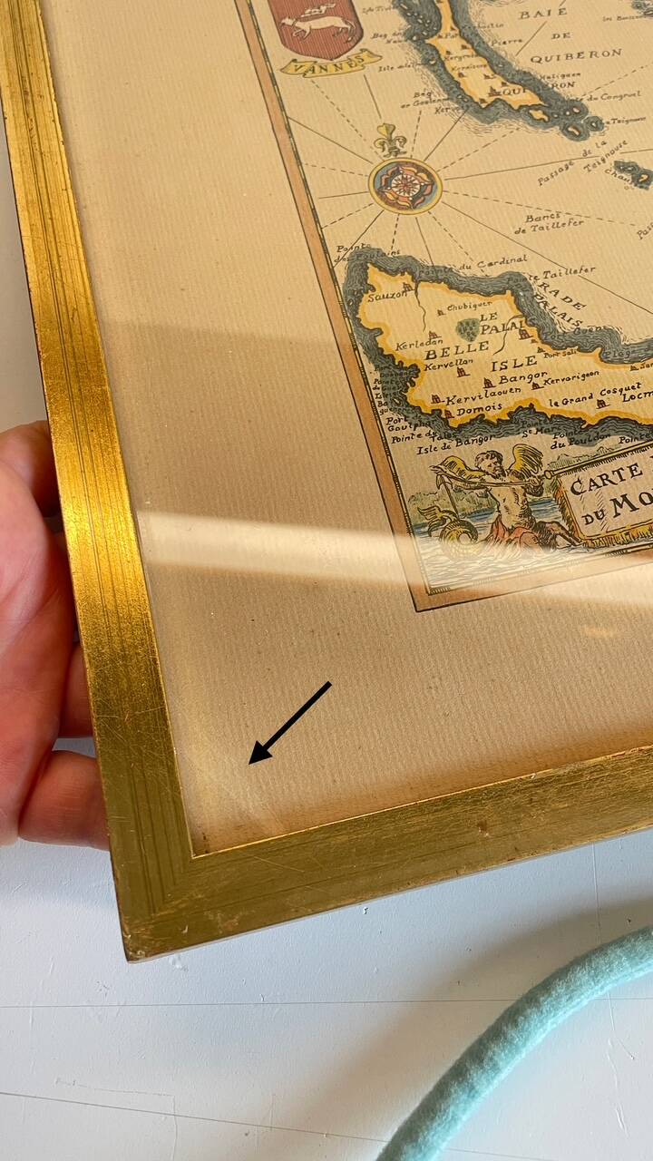 Vintage Atlantic Ocean Marine Map Gold Leaf Frame