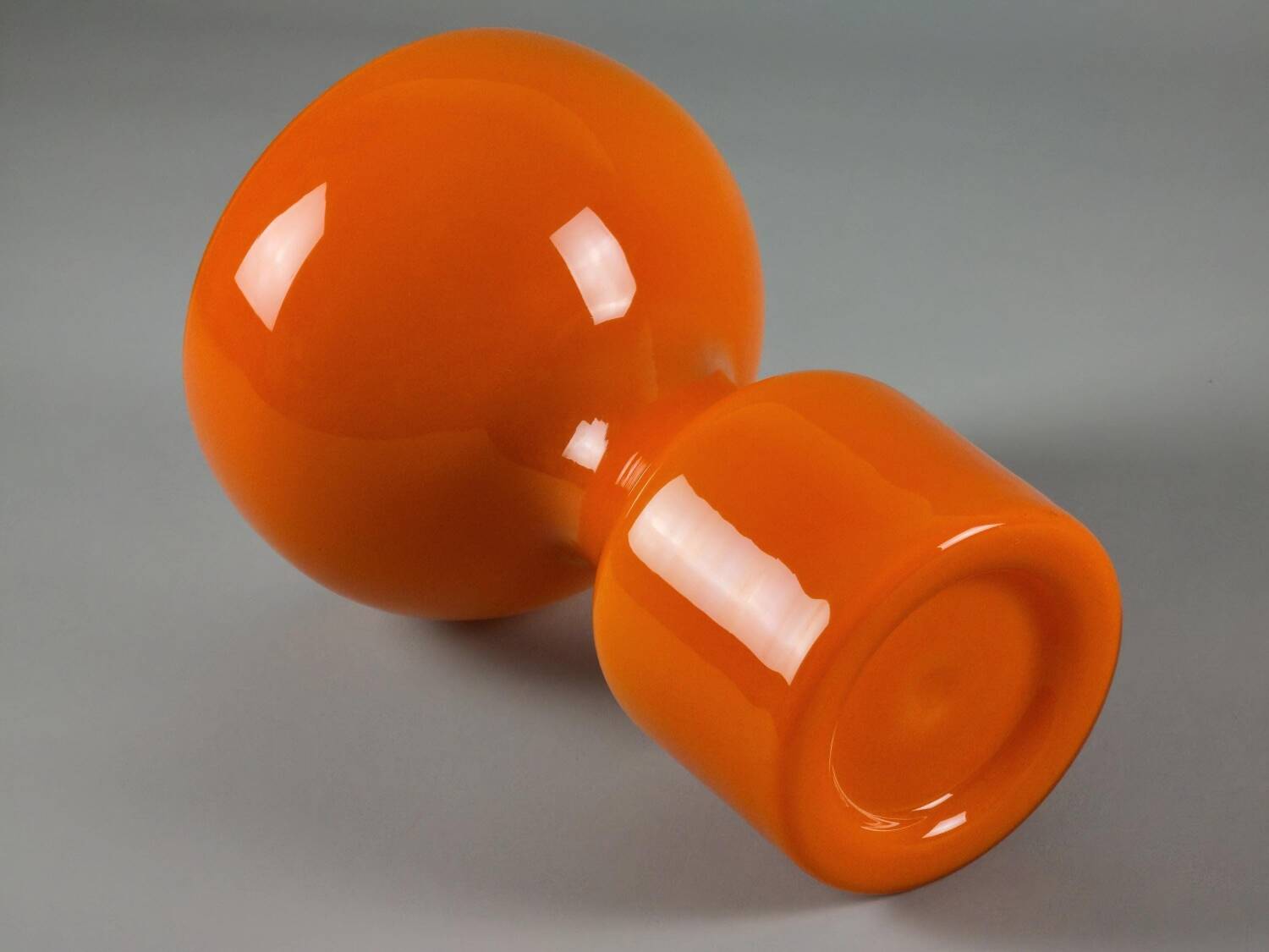 1970s Italian Space-Age Orange Glass Mushroom Vase