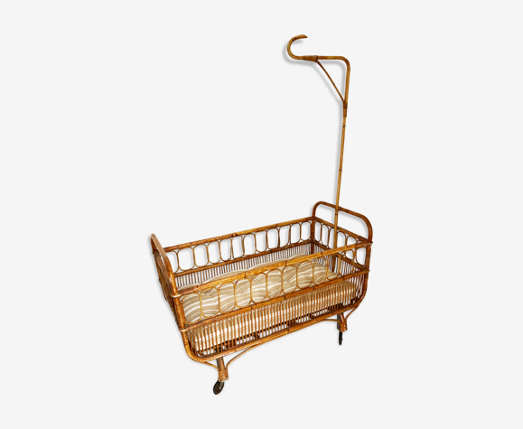 Lit de bébé en rotin, berceau vintage