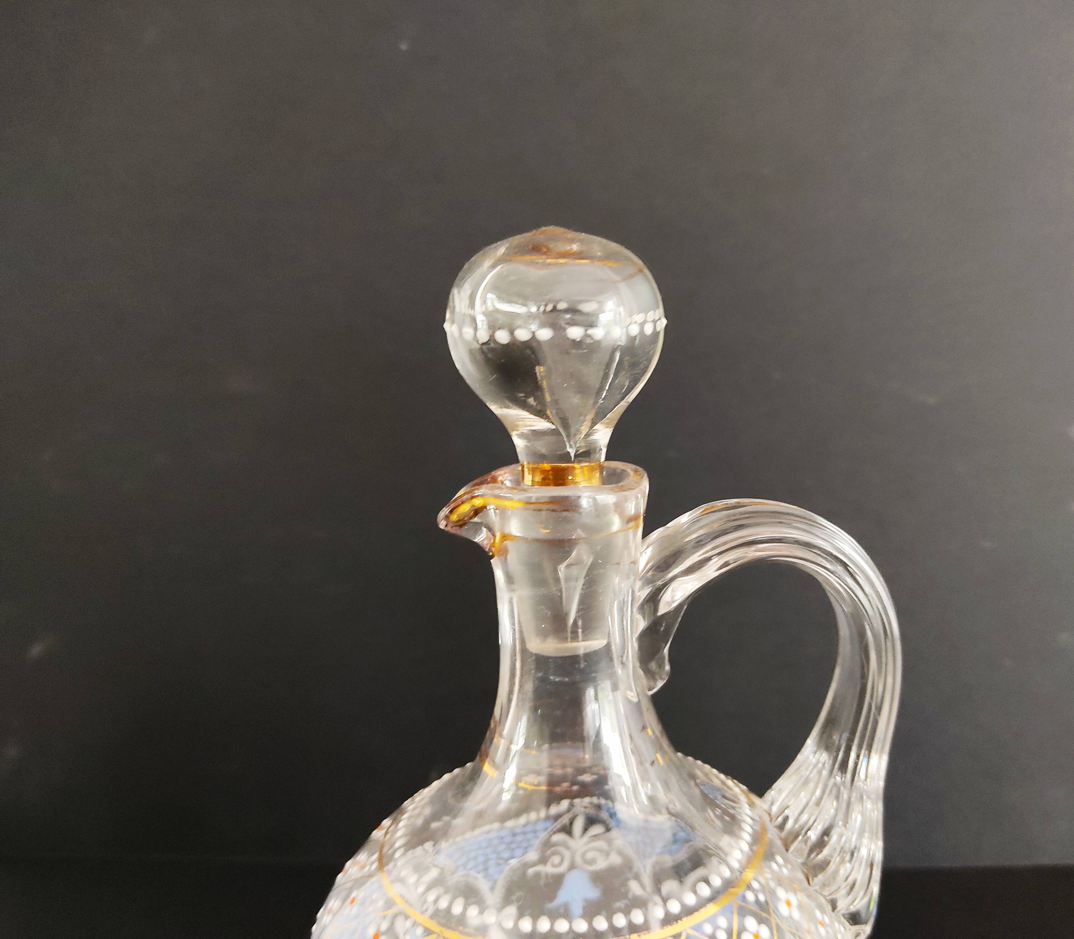19th carafe liqueur service and 7 glasses