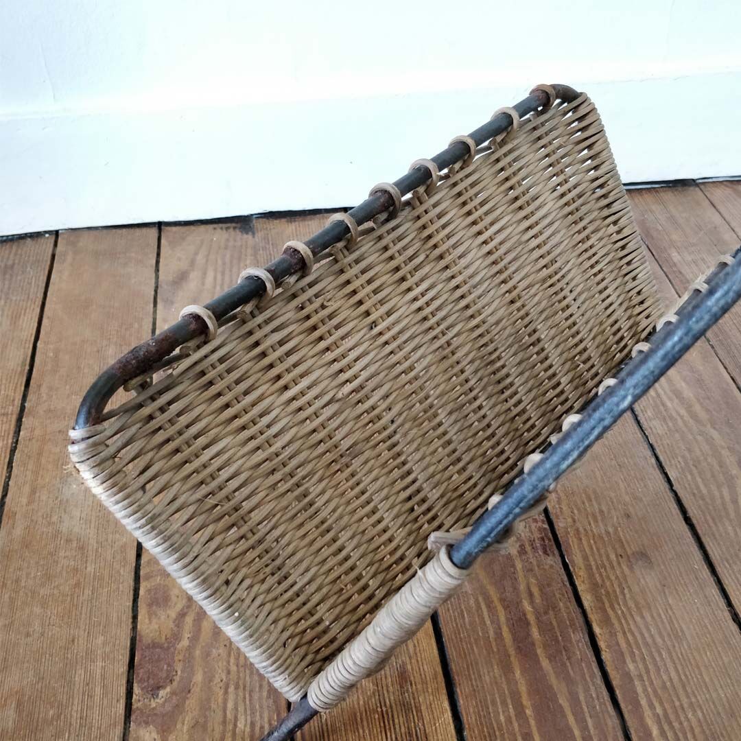 Wicker and metal magazine holder