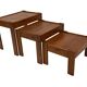 Vintage set of 3 side tables nesting pine wood 60s