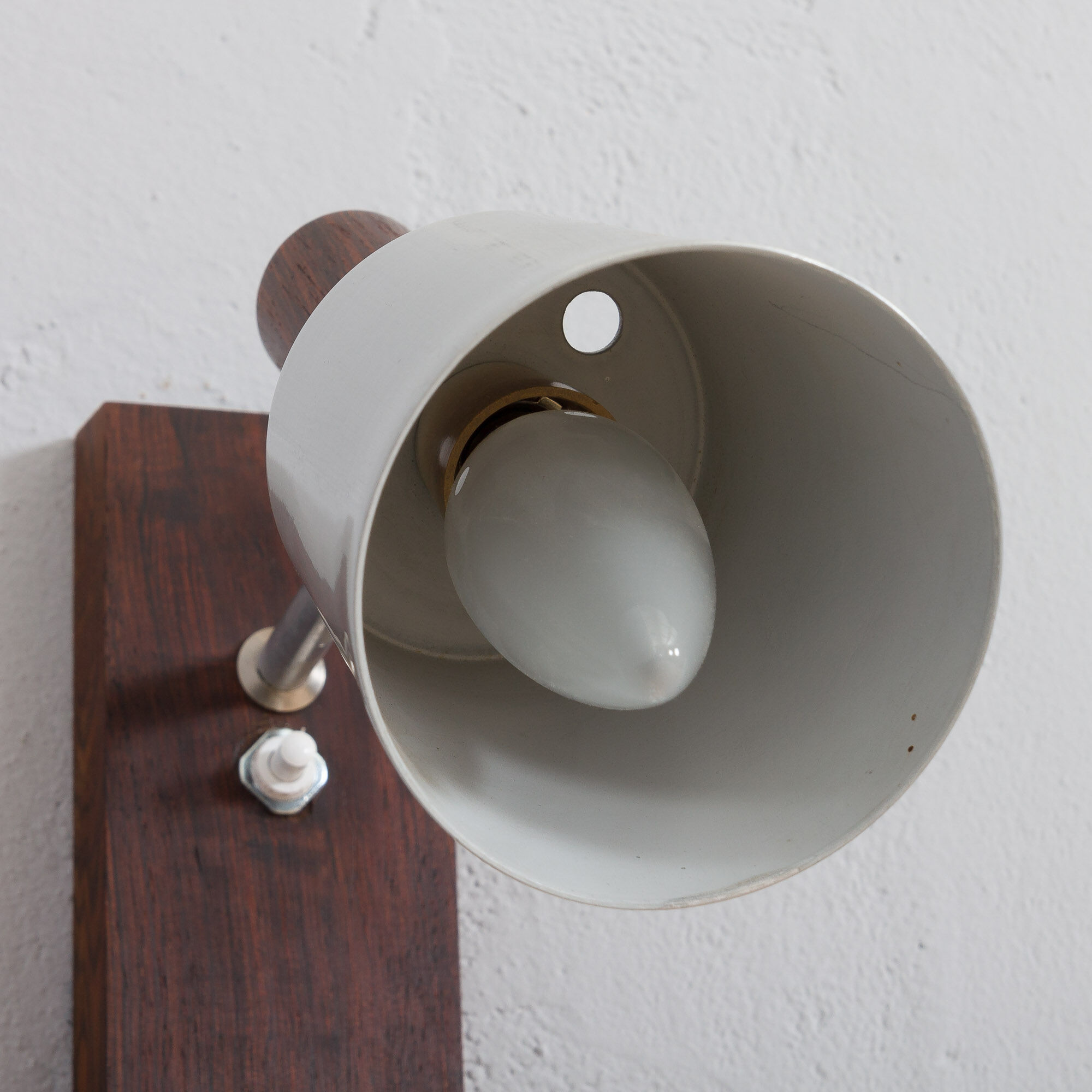 Pair of Jo Hammerborg  rosewood wall sconces with aluminium shades, Denmark 1960s