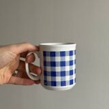 Ceramic mug cup with blue tile patterns
