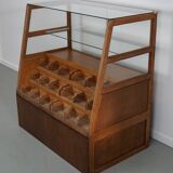 Meuble de mercerie ou comptoir de magasin espagnol ancien en hêtre et chêne, années 1950