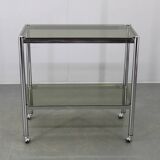 Mid-century smoked glass serving cart, Italy, 1970s