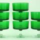 8 bottle green champagne glasses, Cavalier Luminarc France 1970