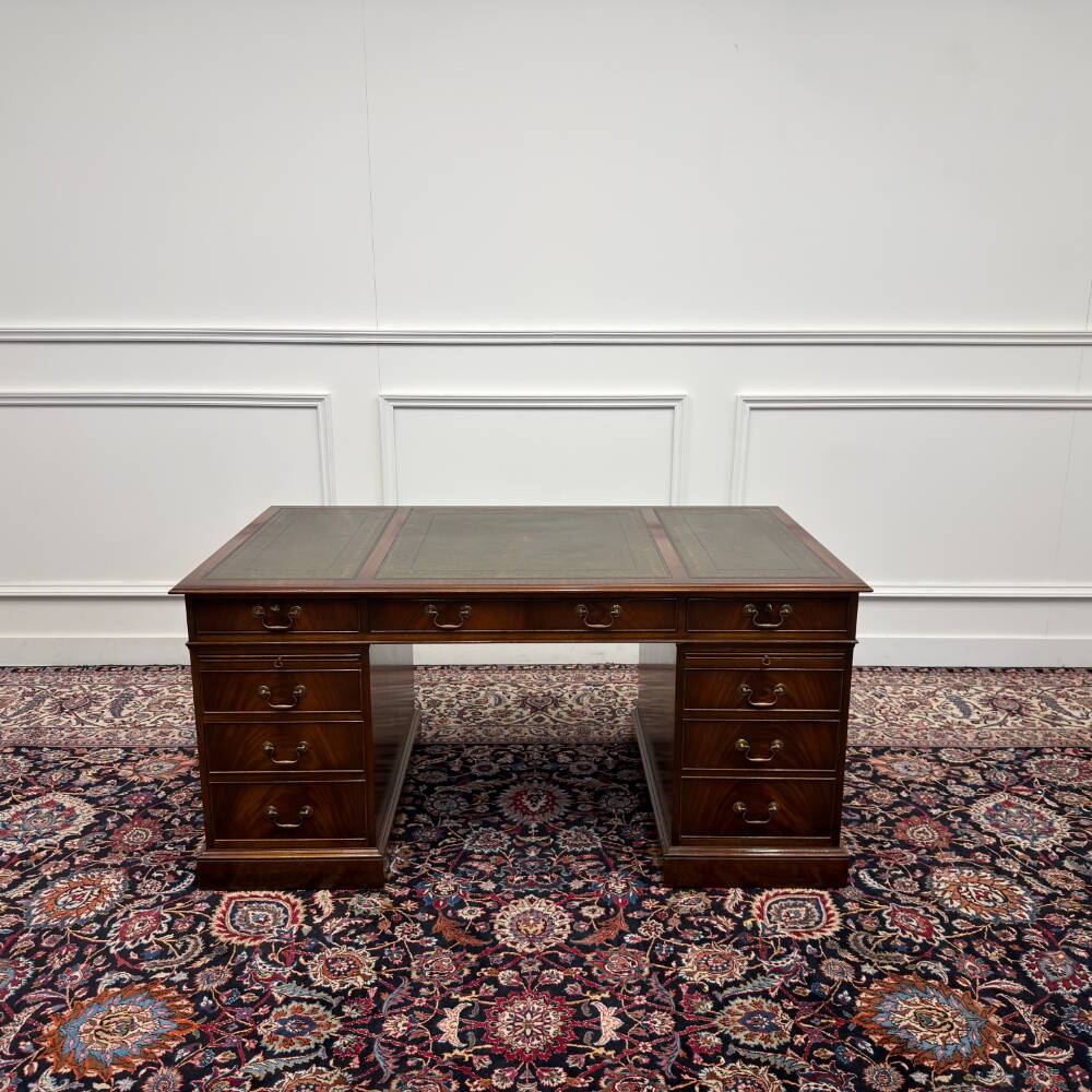 English Classic Desk with Green Leather