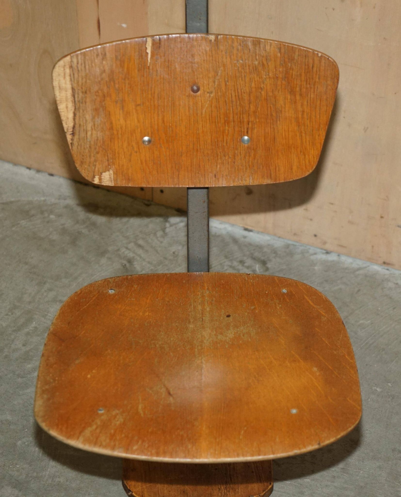 Six vintage mid-century modern folding stadium seats with new bases.