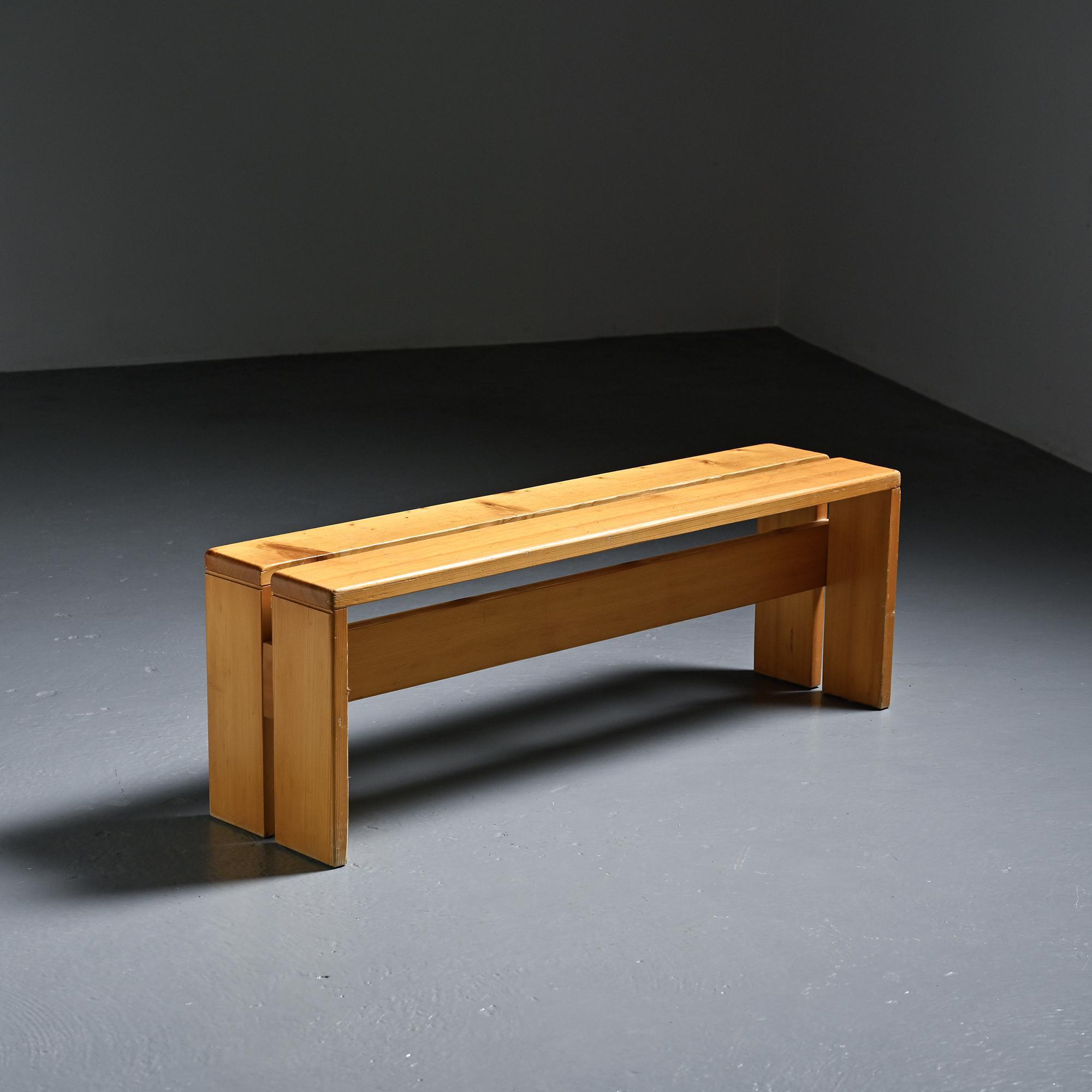 Banc en pin massif, Les Arcs, circa 1973