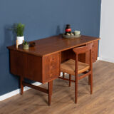Retro danish 1960s mid century two sided desk with bookcase