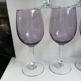 set of 5 wine glasses in purple bubble glass 70s