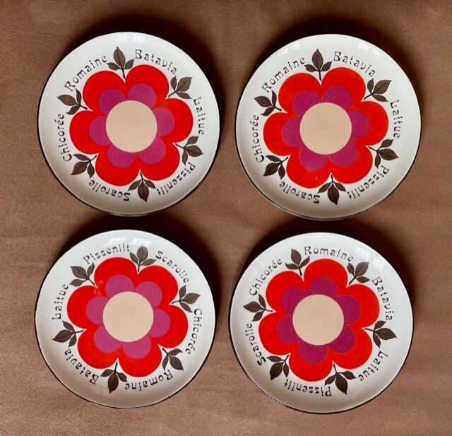 4 plates Gien "harmony" 1970