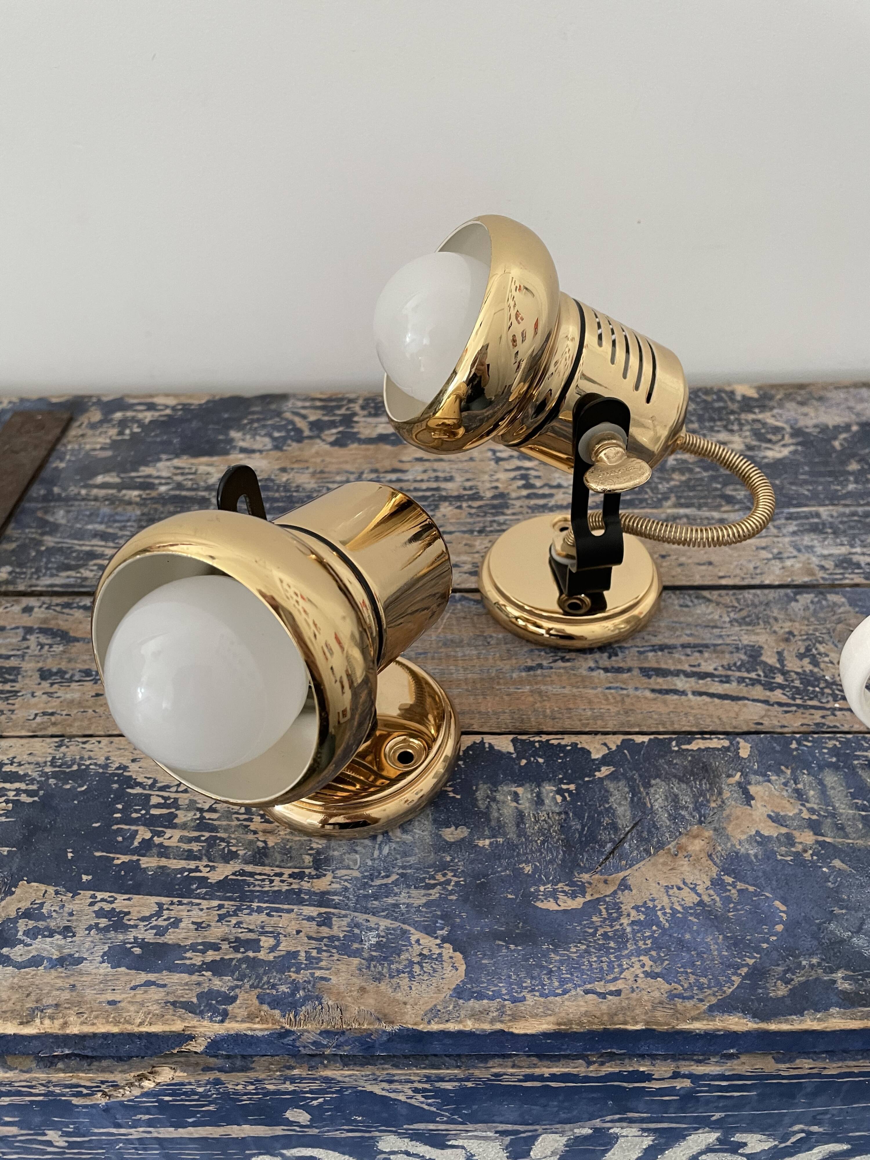 Lot de deux spots appliques vintage dorés