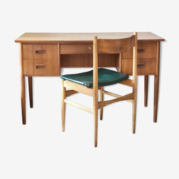 Bureau vintage scandinave et sa chaise - années 60