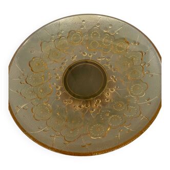 Glass salad bowl brass foot