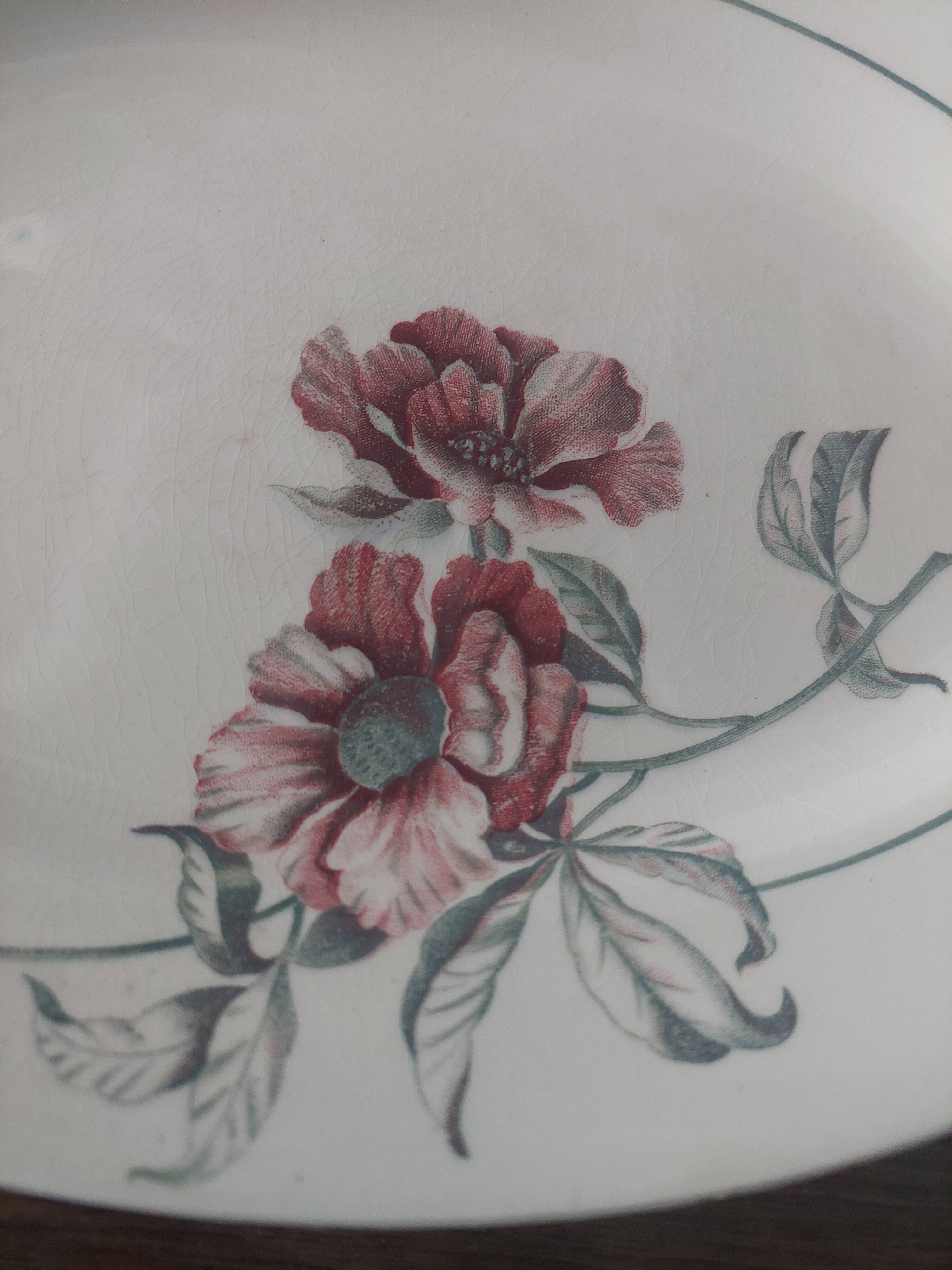 Oval earthenware dish Saint Amand Simone decor from the 50s