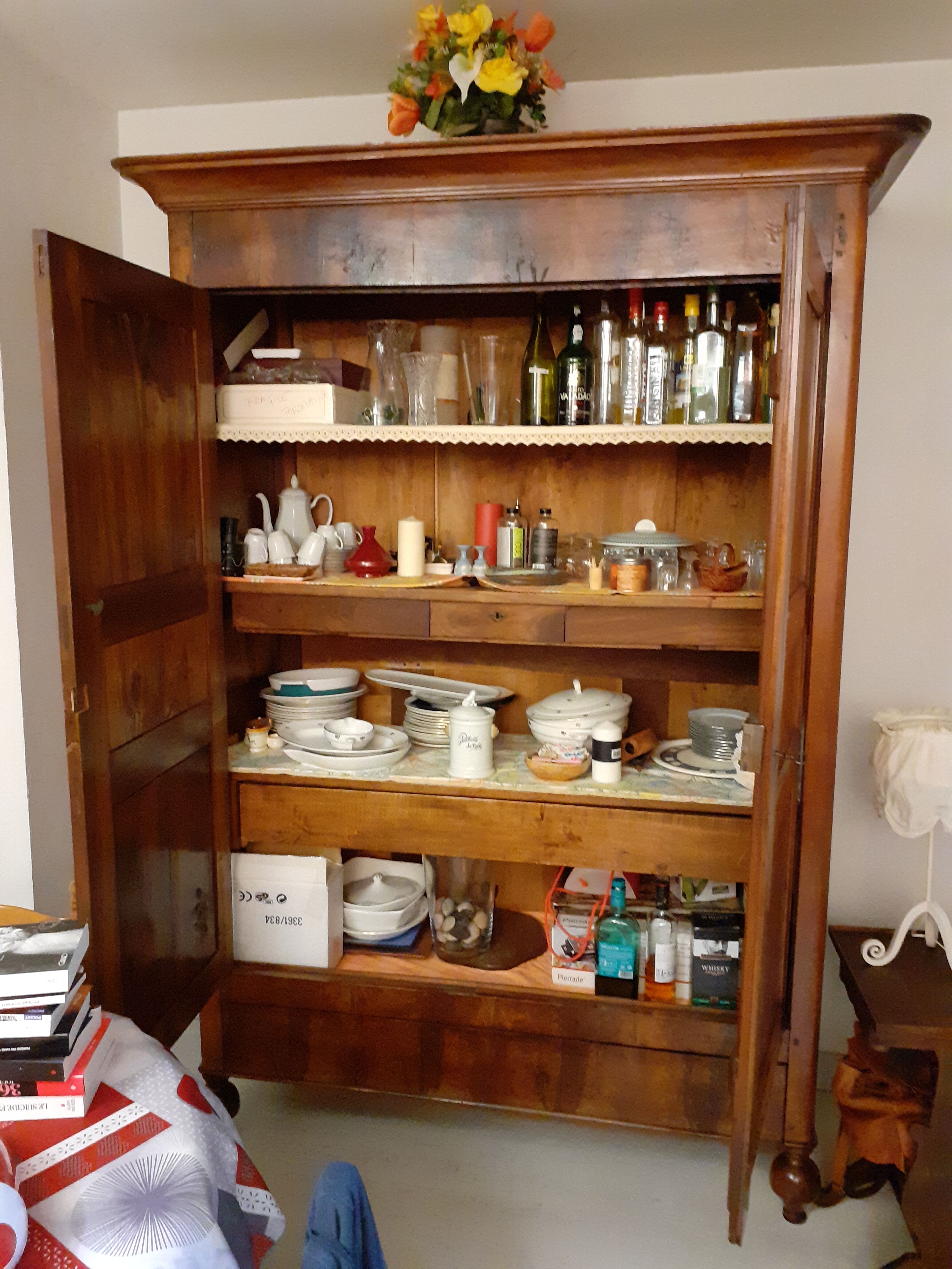 Old cabinet pegged with many drawers