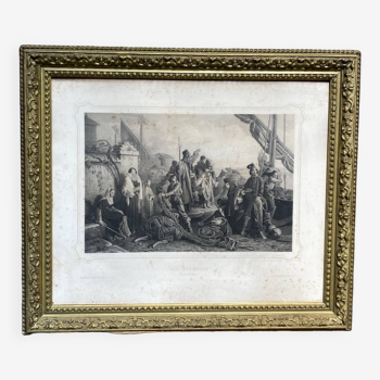 Engraving entitled "Sinners on the Adriatic" by Léopold Robert by Duriez.