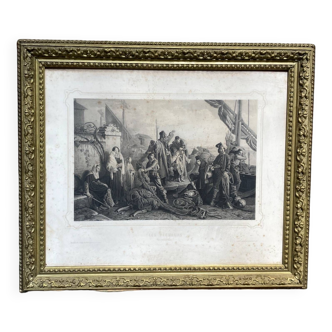 Gravure intitulée "les pécheurs sur l'adriatique" de Léopold Robert par Duriez.