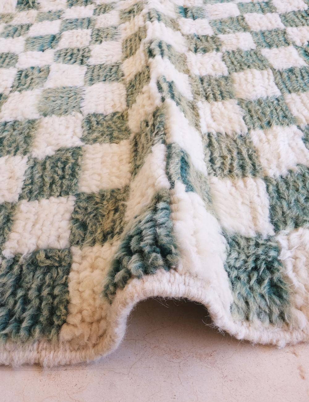 Green Checkered Carpet - 212 x 193 cm