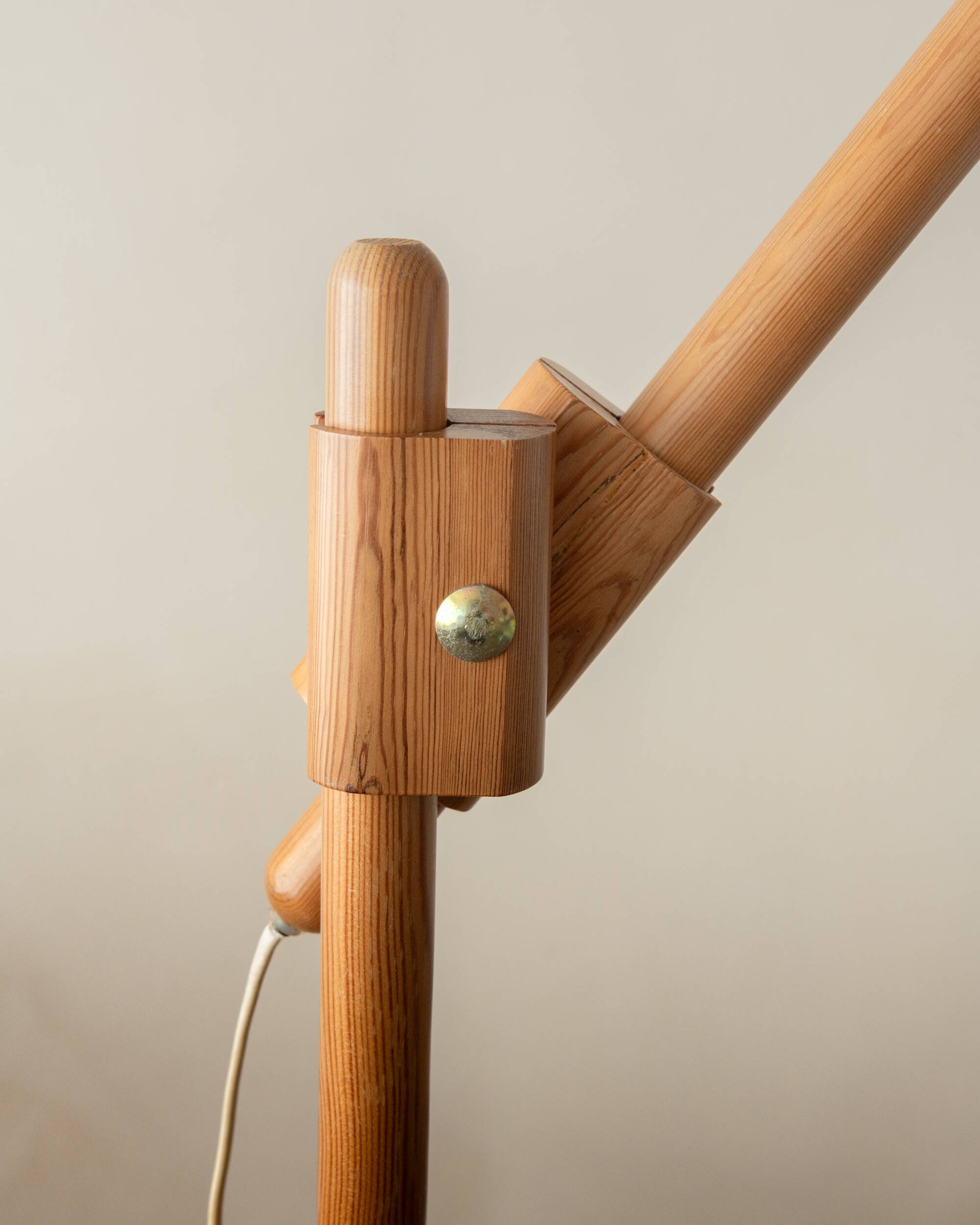 Vintage Danish Pine Adjustable Floor Lamp by +LYS Denmark, 1960s