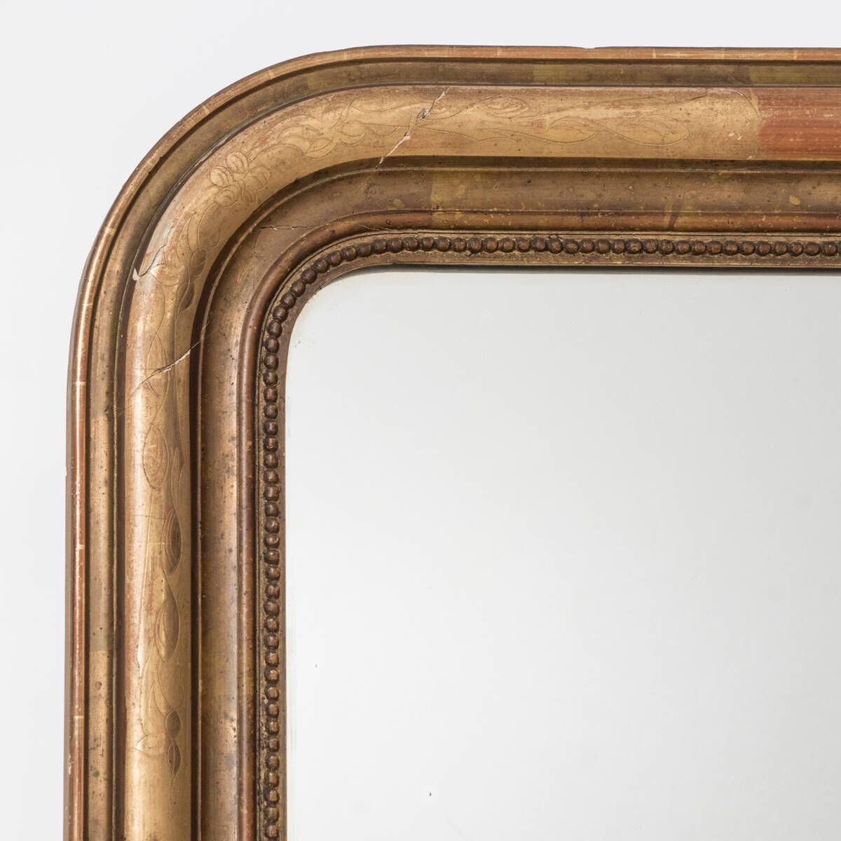 Large Antique 19th C Louis Philippe Gold Rouge Mirror