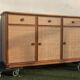 Vintage 1980s rattan sideboard by Roche Bobois