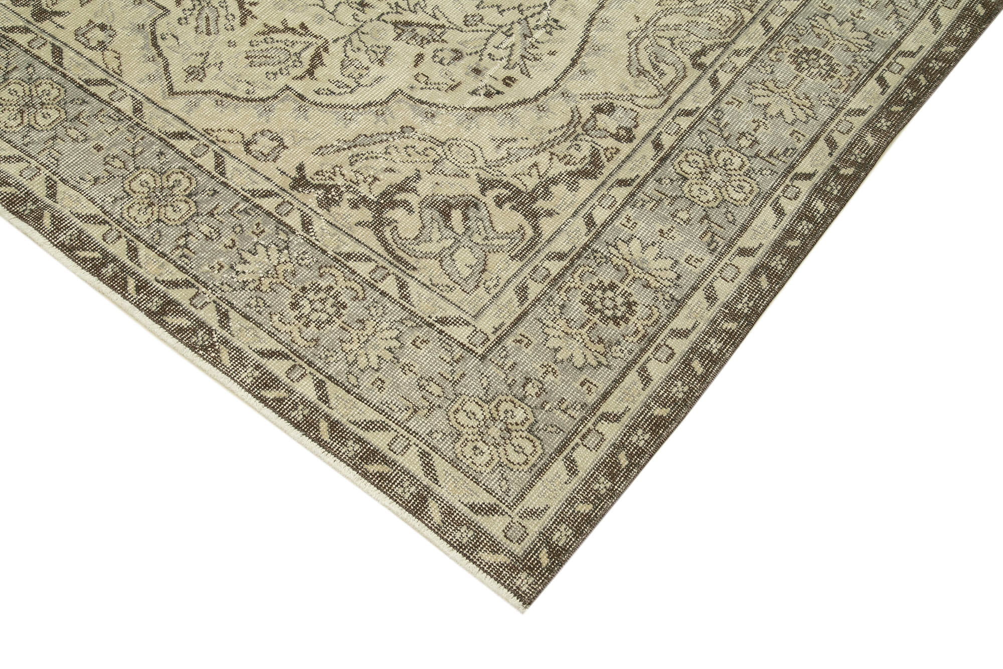 Handmade Distressed Oriental Beige Carpet 170 cm x 276 cm - 38988