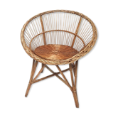 Fauteuil rotin tressé vintage