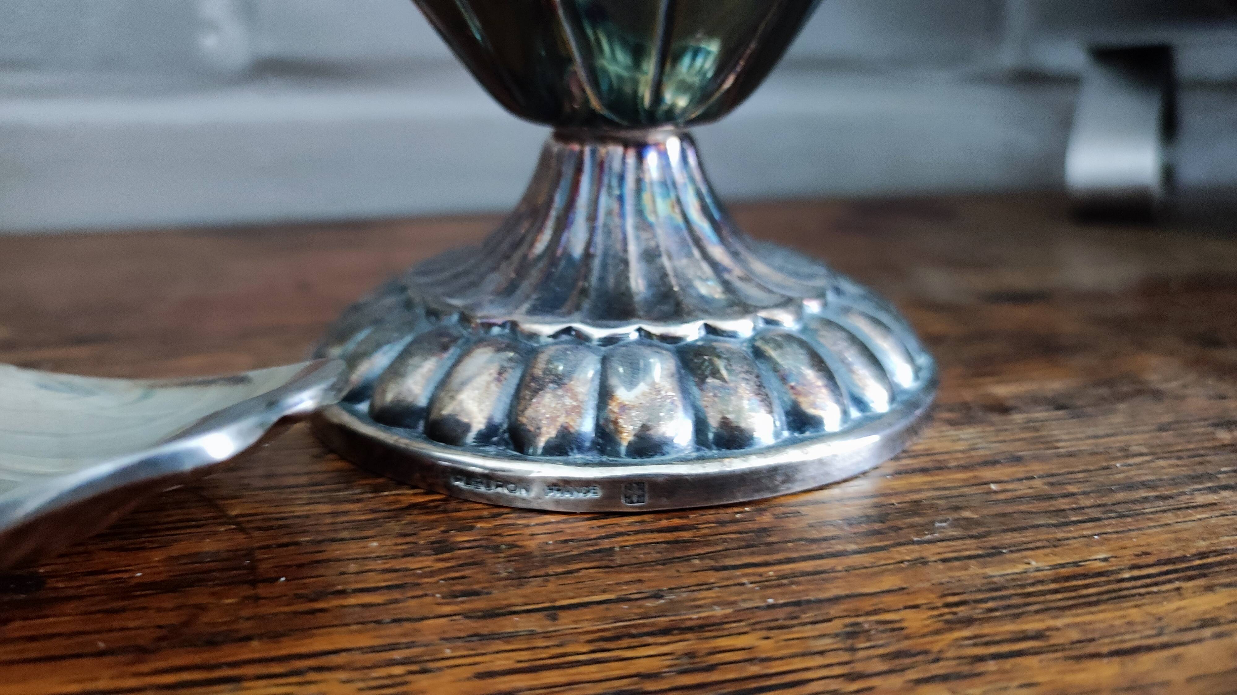 Vintage Christofle caviar spoon set Fleuron dolphin decoration