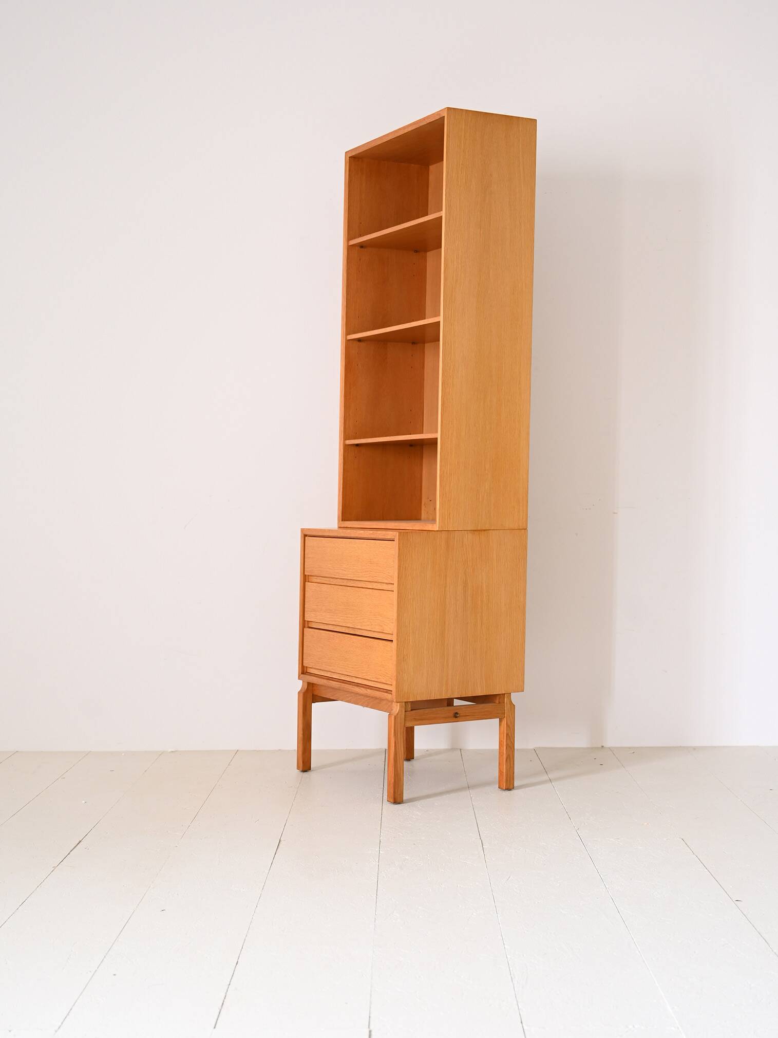 Oak bookcase with drawers