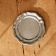 Small round vintage shiny metal dish - Scalloped