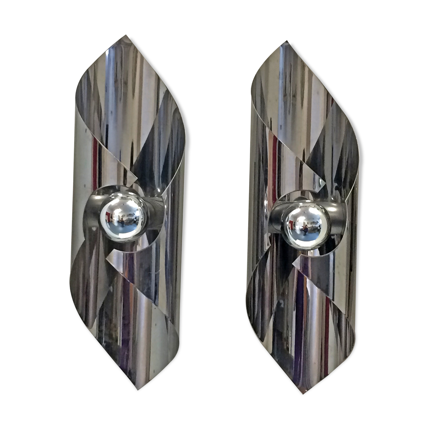Italian aluminum wall sconces 1970