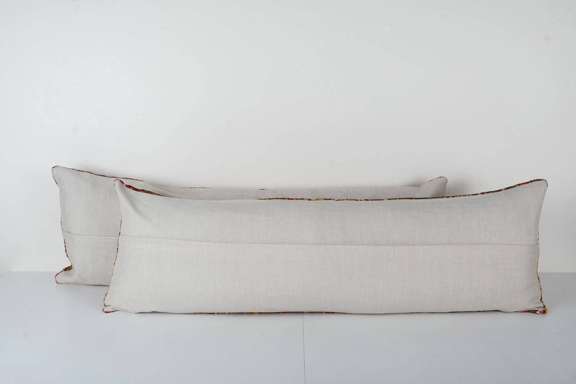 Set of 2 vintage velvet cushion covers 36x112 cm