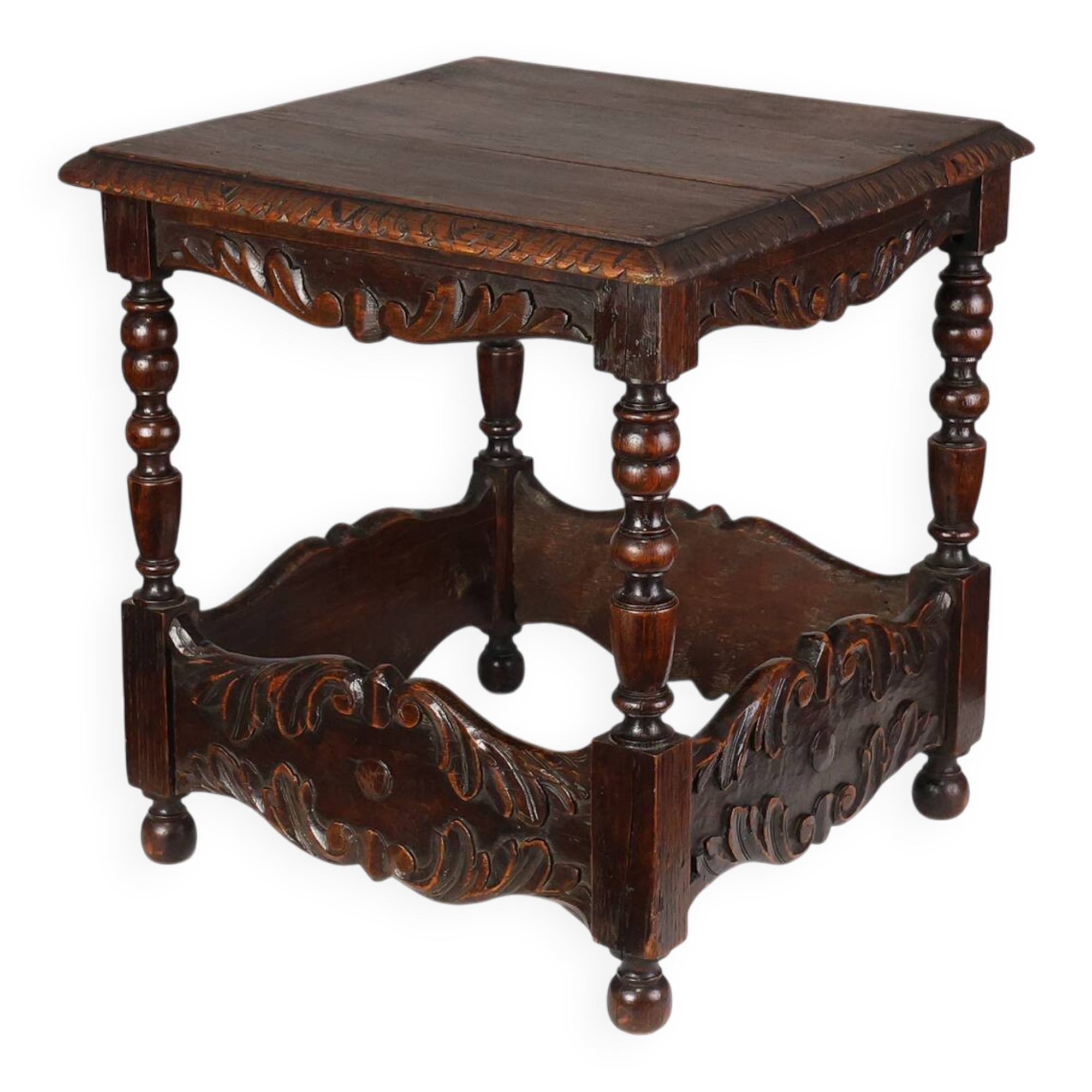 Oak carved square Side Table, Belgium 18th Century