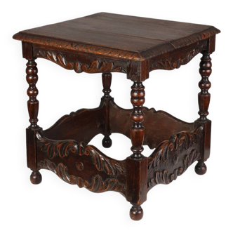 Oak carved square Side Table, Belgium 18th Century