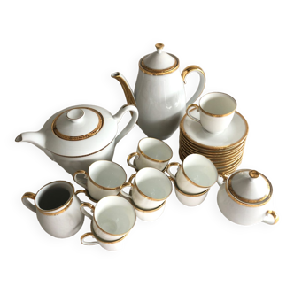 Service à café et thé 27 pièces en porcelaine blanche de Limoges Georges Boyer